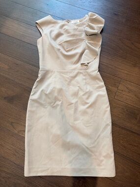 Calvin Klein Beige Fitted Mini Dress Size 4 - C16-034